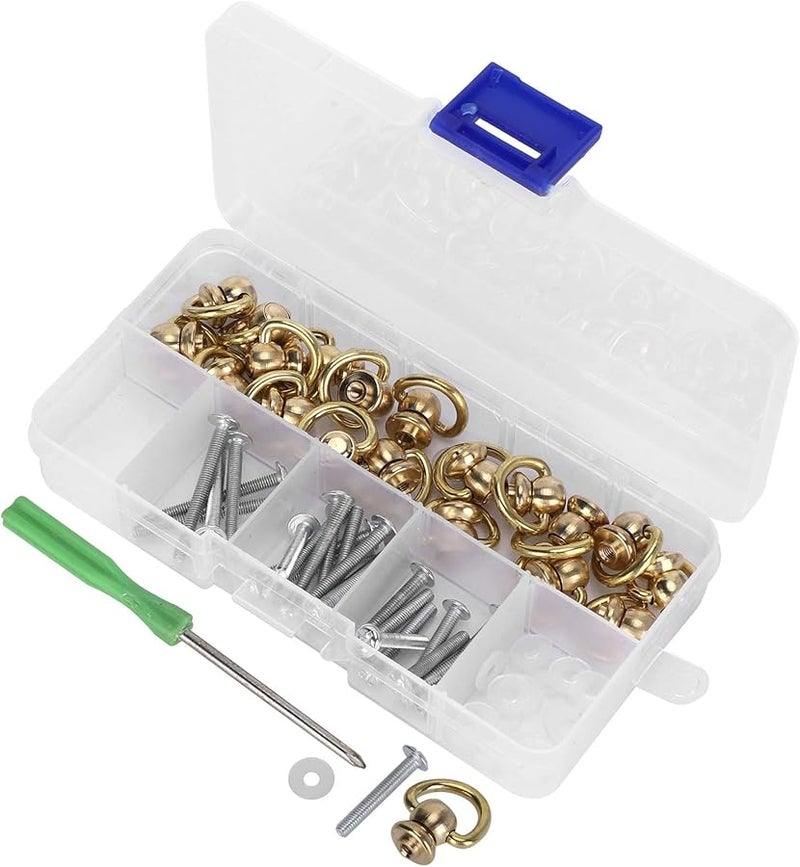 Brass D Ring Buckle Handle Connector 360 Degree Rotating Stud For Leather Craft Backpack Belt - Image 3